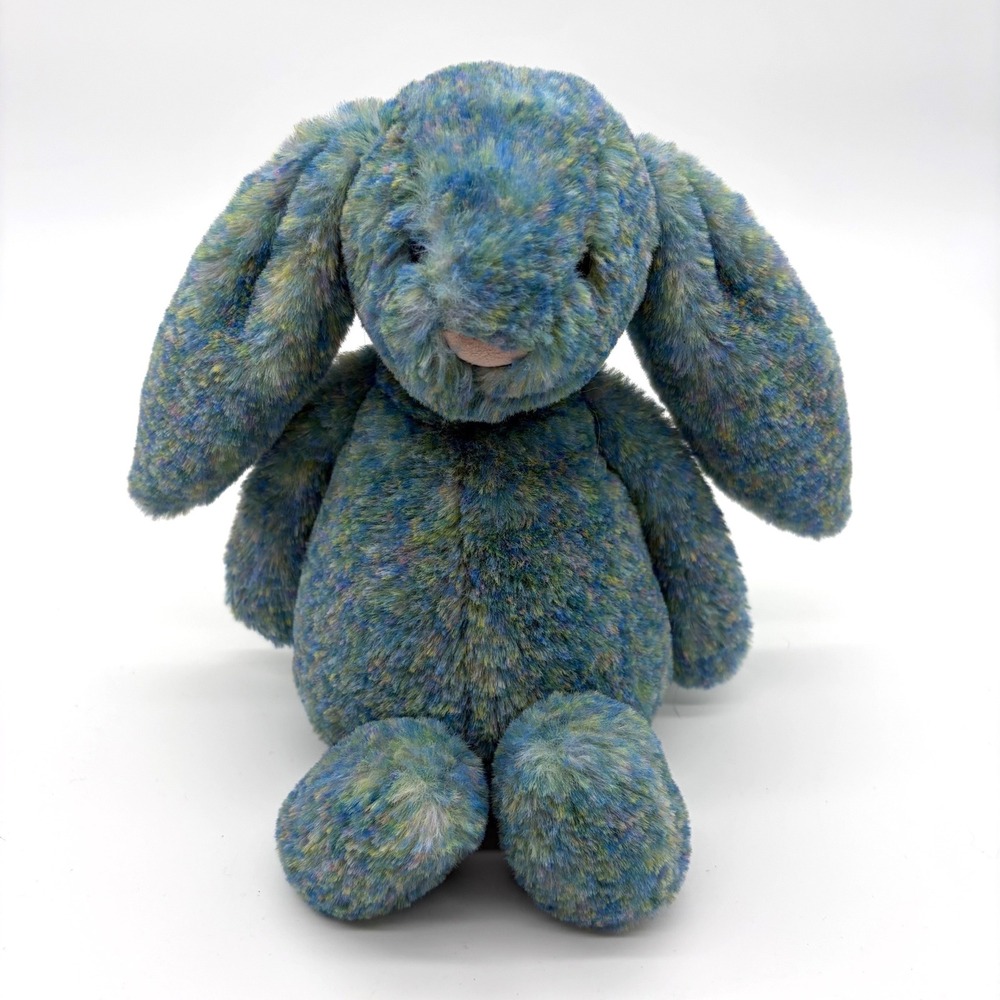 JELLYCAT Bashful‎ Luxe Bunny Azure Multi Tonal Blue Pink Green Plush Toy 25th